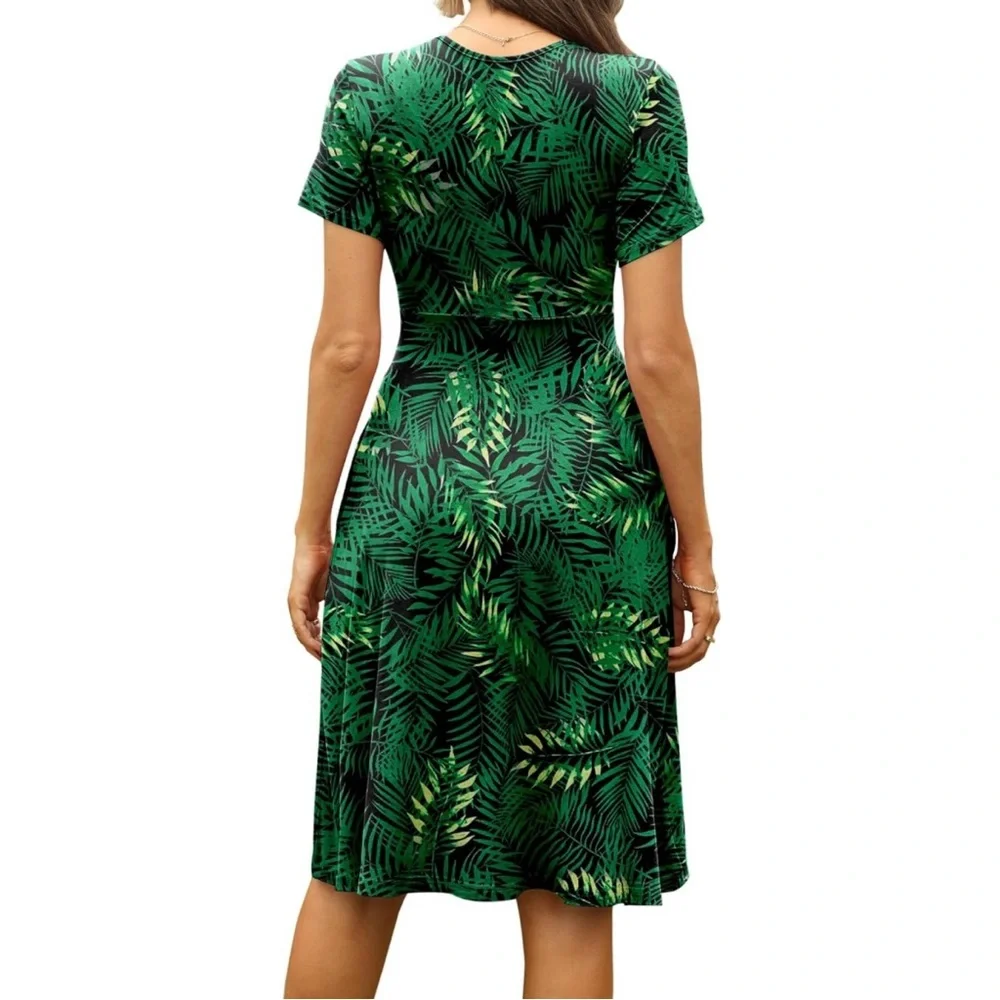 Women short sleeves casual dress V-neck floral party dress with pockets NWT - Picture 4 of 5